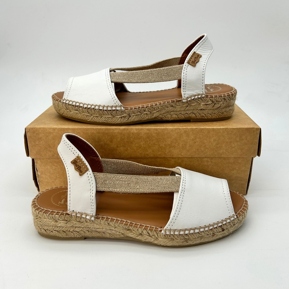 Womens Leather Espadrille Sandals Toni Pons Etna Sz. 7.5 White Hand Stitched NEW